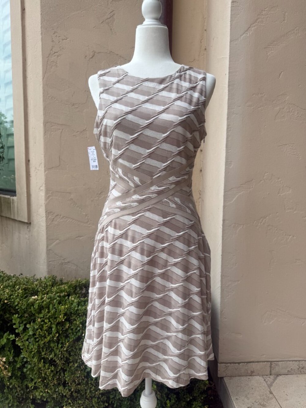 Beige by Eci Sleeveless Flattering Knit Dress